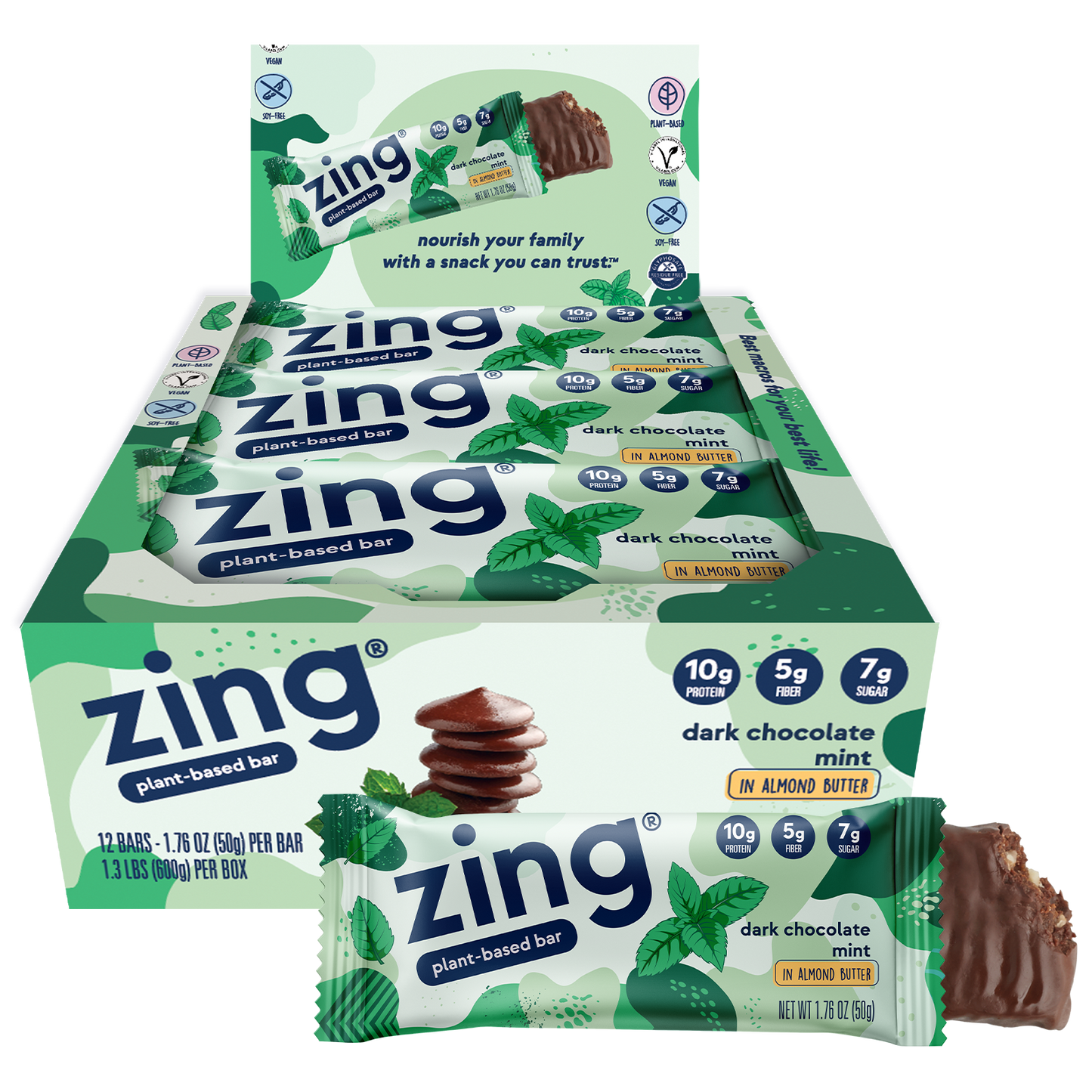 Zing Dark Chocolate Mint Nutrition Bars
