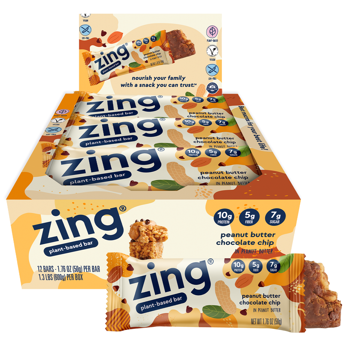 Zing Peanut Butter Chocolate Chip Nutrition Bars