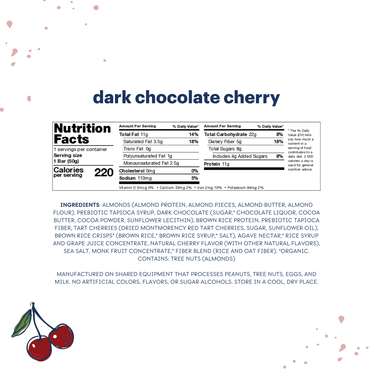 Zing Dark Chocolate Cherry Nutrition Bars