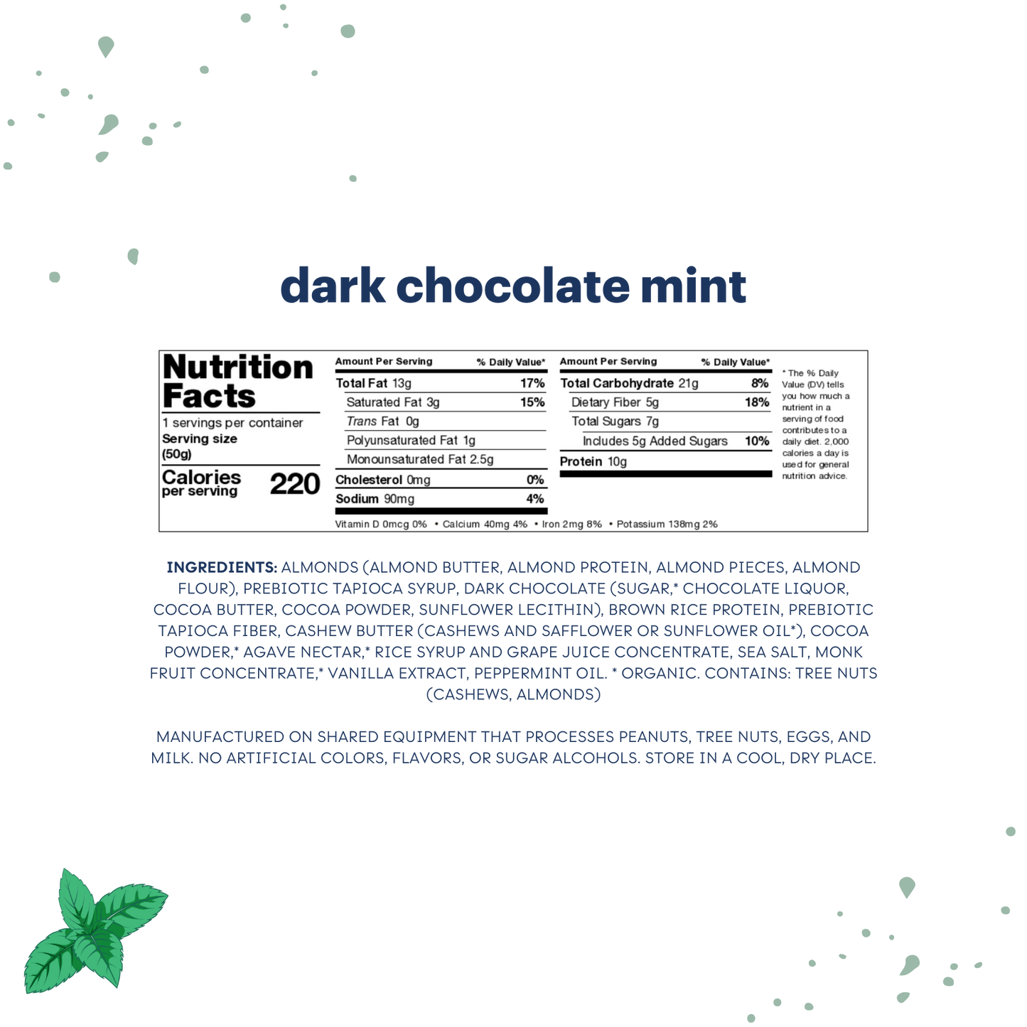 Zing Dark Chocolate Mint Nutrition Bars
